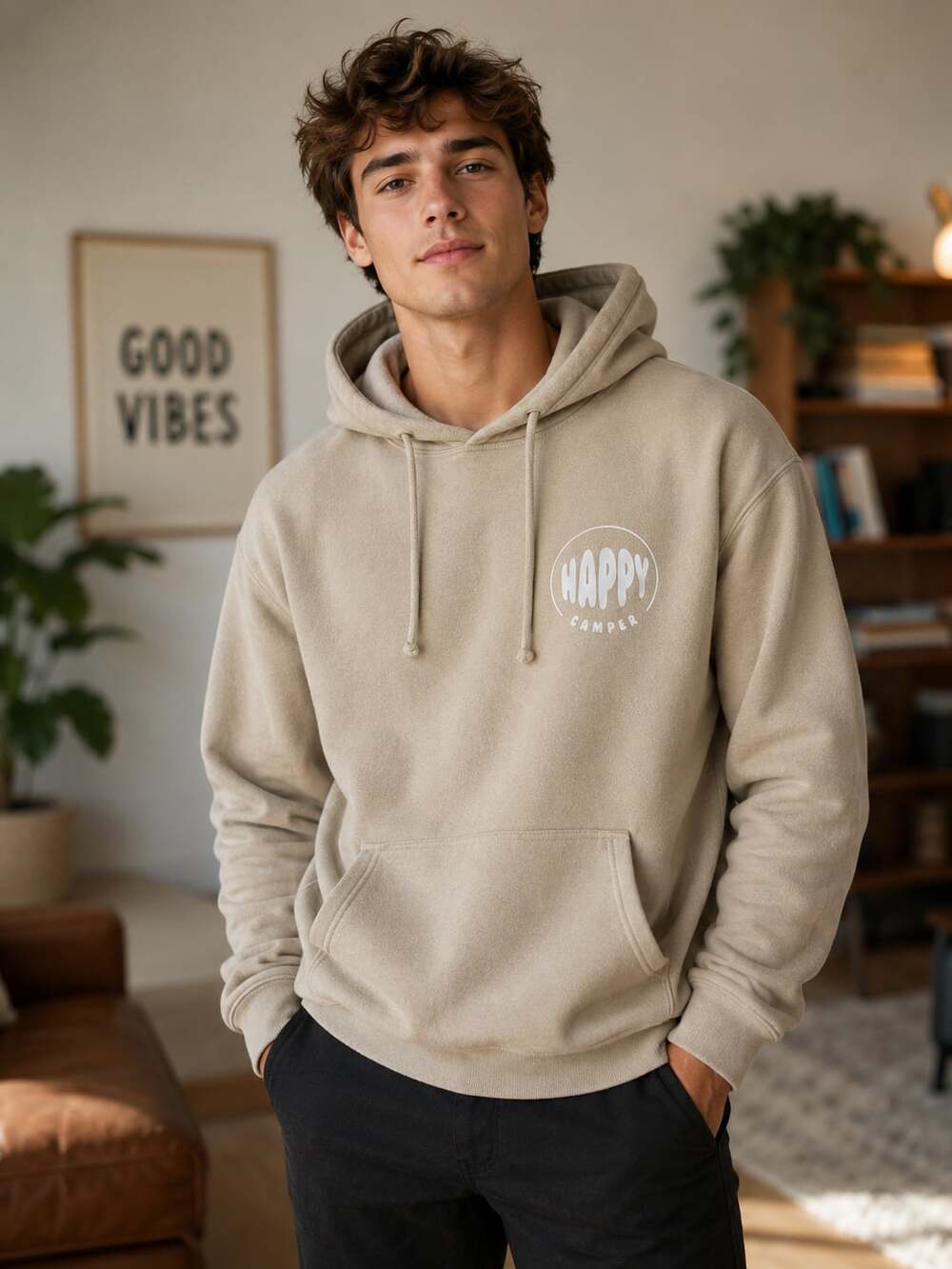 HAPPY CAMP3R Puff Series Hoodie in Taupe